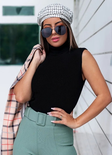 Imagem 2 de 10 de Kit 2 Blusas Feminina Gola Alta Canelada Tricot Tricô Frio