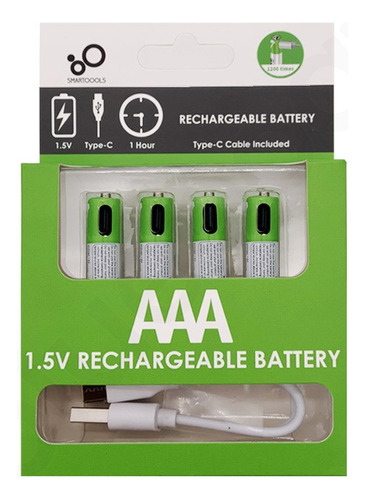 Pilas Recargables Tipo C Aaa 4 Unidades Blanco