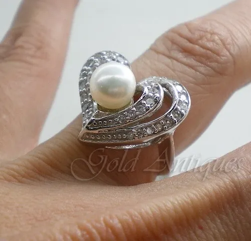 Anillo De Plata 925-oro Perla Natural Y Zafiros Bla