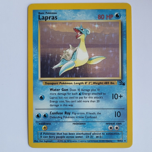 Lapras 10/62 Holo Raro Pokemon Tcg