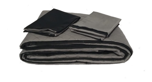 Imagen 3 de 3 de Comforter Negro Liso Gris Microfibra Doble Doble Faz