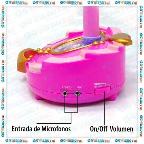 Microfono Infantil Doble Con Pie Karaoke Rosa 100cm Sonidos 