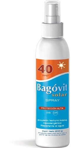 Bagóvit Protector Solar Fps 40 Spray Rostro Y Cuerpo 200g