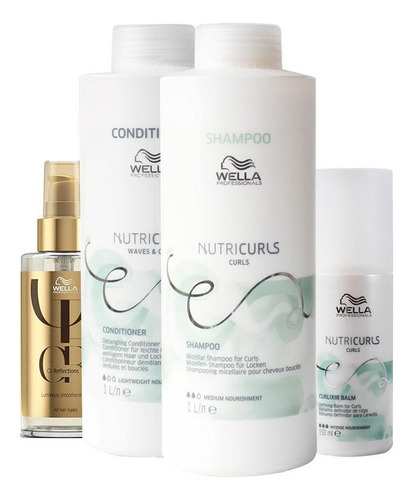  Kit Wella Pros Nutricurls Profissional-sh E Cond E Lv E Óleo