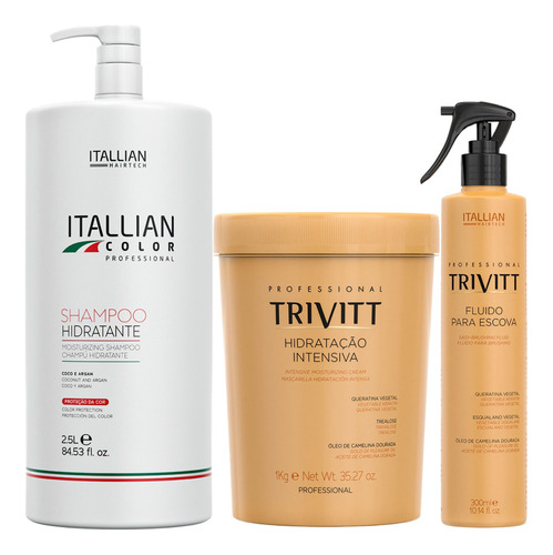 Shampoo Hidratante Itallian Color 2,5l + Marcara + Fluido