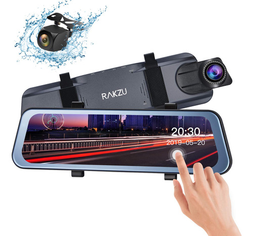 Rear View Mirror Dash Cam Rakzu 10 Inch Full Touch Screen