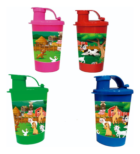 Vaso Tipo Termo Granja Animalitos X12 Unidades Botilitos