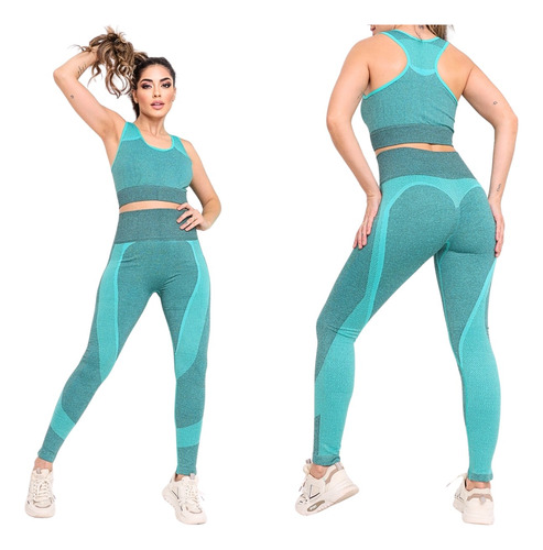 Conjunto Blackout Zero Transparência Legging Cropped Fitness