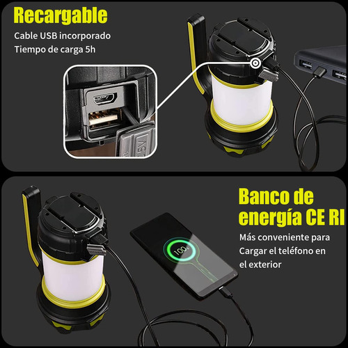 Luz De Camping Recargable Por Usb, Linterna Portátil