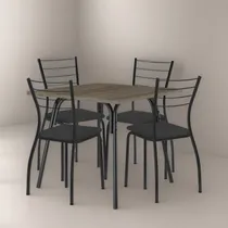 Comprar Juego De Comedor Mesa Y 4 Sillas Tapizadas Compramas Color Negro Diseño de la tela de las sillas Liso