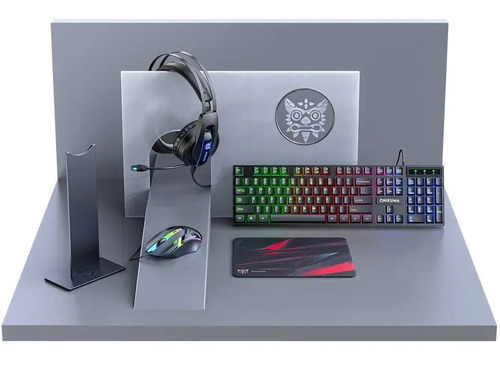 Combo Gamer Teclado + Mouse+ Auricular + Pad + Soporte 5en1