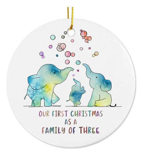 Family Of Three Christmas Ornament, New Family Ornament, Ba.