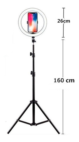 Aro De Luz Led Fotos Videos Maquillaje 26 Cm +tripode 2 Mtrs