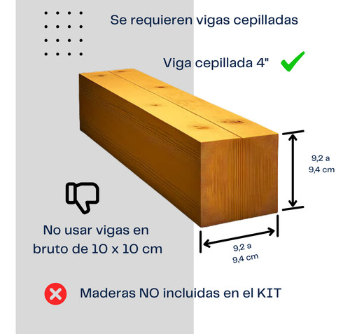 Arma Tu Pergola De 3x3 Mts Kit Alluss Para Maderas De 4x4