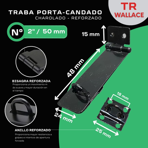 Traba Porta Candado Hierro Charolado 2 - 50mm Pack X 48