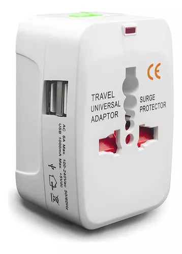 Adaptador Enchufe Viajes Con 2 Usb Us Aus Europa Uk