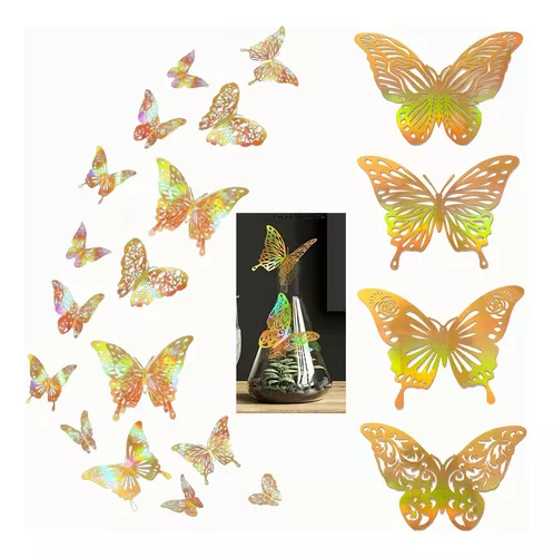 144 calcomanías de pared de mariposa 3D, calcomanías de mariposa  decorativas para bricolaje, recortes de pared, manualidades, extraíbles  para