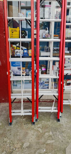 Imagen 7 de 7 de Escalera Telescopica Fibra De Vidrio Cuprum Pro Roja 8m