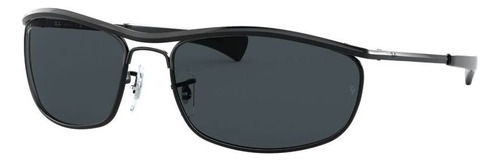 Anteojos de sol Ray-Ban Olympian I Deluxe Large con marco de metal color polished black, lente blue de cristal clásica, varilla polished black de metal - RB3119M