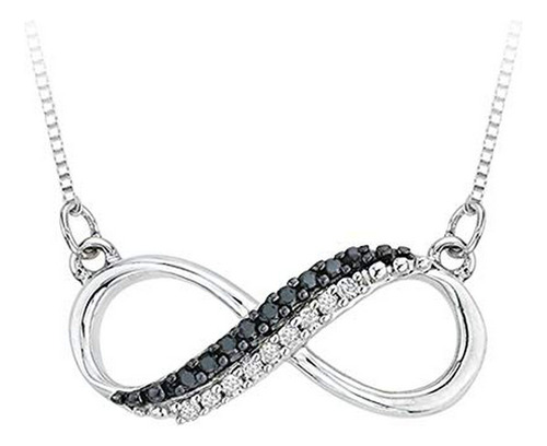 Collar Diamantes Blanco Y Negro En Plata (1/20 Cttw)