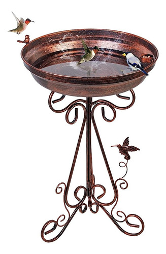 Dreamysoul 17.7  Dia Bird Bath Con Pedestal De Metal, Gran B