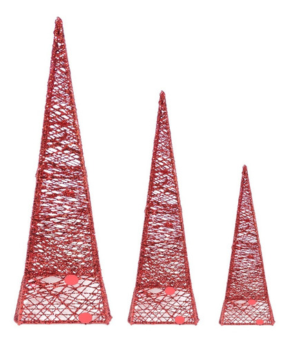 Pino Alambre Color Rojo Set X 3  #31108 - Sheshu Navidad