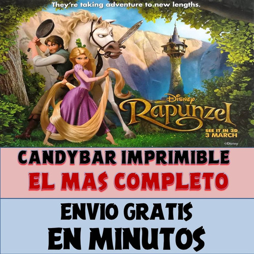 Kit Imprimible Candy Bar Rapunzel El Mas Completo