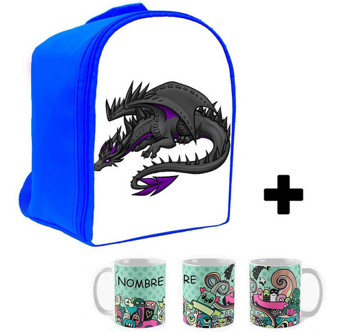 Mochila Jardin Dragones  Mas Taza Plastica Mja79