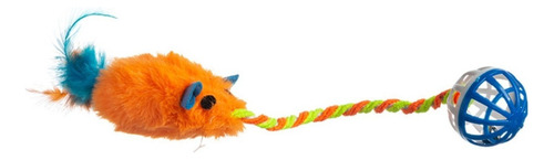 Rato Ratinho De Pelúcia Com Bolinha Guizo Brinquedo P/ Gatos Cor Rato Laranja