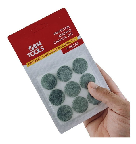 Imagem 2 de 3 de Protetor Adesivo Carpete Tnt 9un Redondo 27mm - B44 Imports