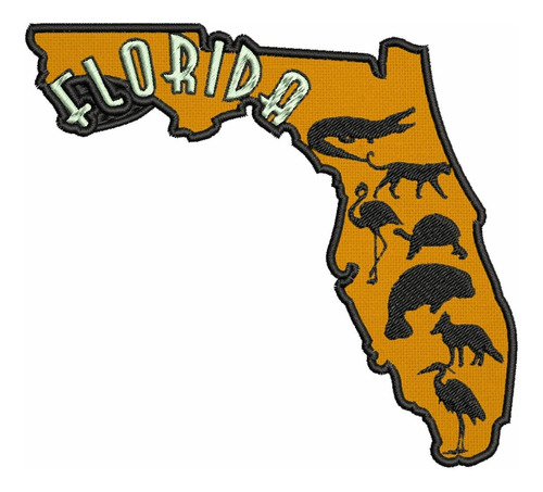 Parche Aplique Forma Estado Florida Negro Blanco Naranja 5 