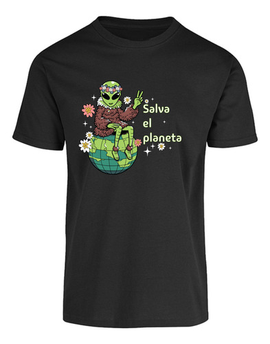 Playera Manga Corta Alien Hippie - Salva El Planeta - Alien