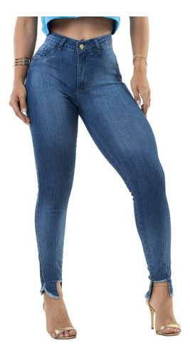 Calça Feminino Jeans Skinny Barra Desfiada Irregular Oferta