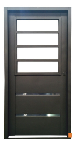 Puerta Chapa Reforzada Exterior Media Reja Apliques Acero Color Gris Grafito Antioxido