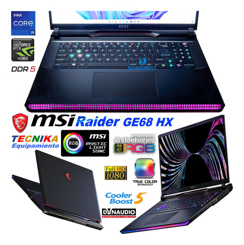 Imagen 8 de 10 de Notebook Gamer Msi Raider Ge68 16 I9 13º Rtx4060 32gb 1tbssd
