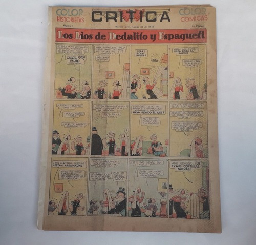 Historieta Antiguo * Critica * 28 Agost 1940 Rara Colecciona