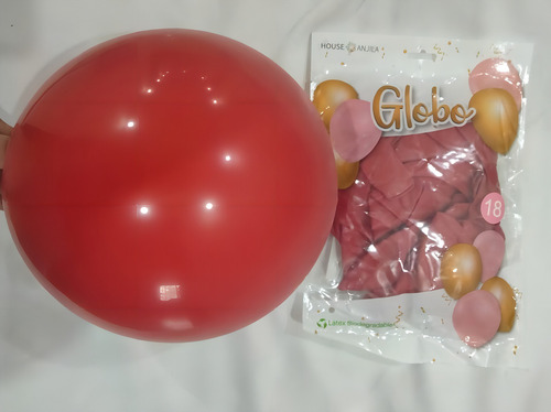 20 Globo Latex Color Estandar Fashion # 18 Rojo Brilla 45cm