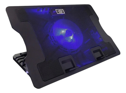 Base Ventilador Alzador Para Notebook 2 Puertos Usb Luz Azul