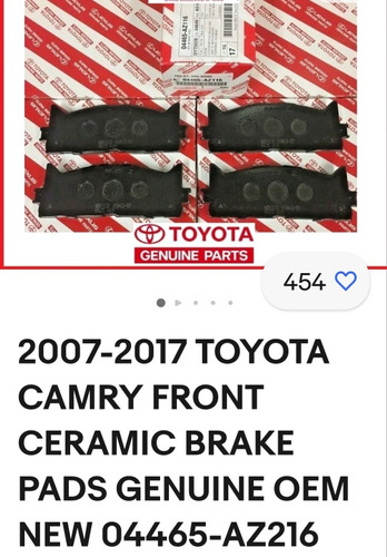 Frenos Delanteros 04465-07010/az216 Camry 2007-2017