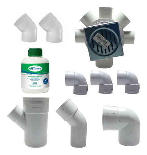 Combo Kit Desague  Cloacal P/ Baño S/caños Pvc 110mm Blanco