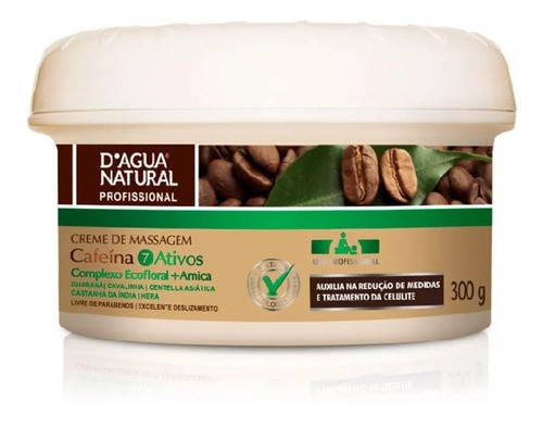 Creme De Massagem Cafeína 7 Ativos 300g Dagua Natural