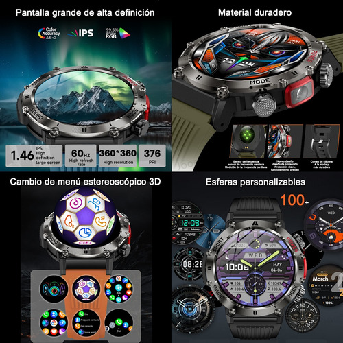 Reloj Inteligente 1.43 Hombre Bluetooth Llamada Deportiva