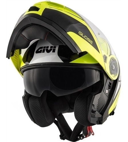 Capacete Givi X21 Globe Articulado Escamoteável Cor Preto/Amarelo Tamanho do capacete 61