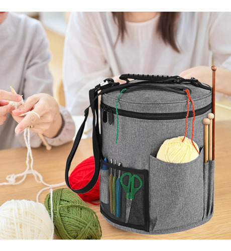 Bolsas De Crochê Bolsa De Armazenamento De Lã Grande Cinza