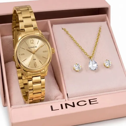 Kit Relogio Feminino Lince Com Colar E Brincos Lrgm086l25k0m0c2kx