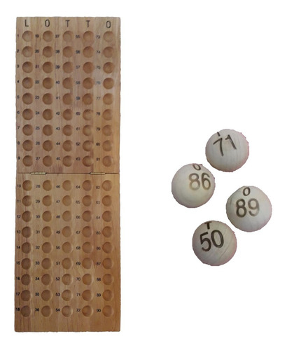 90 Bolillas Para Bingo Loteria 2 Cm + Portabolilla De Madera