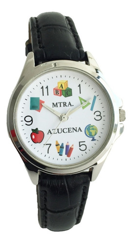 Reloj Maestra  Personalizado Con Nombre, Cristal, Piel