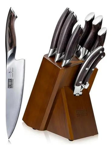 Set De 8 Cuchillos De Cocina Japoneses Aus-10 Con Bloque Y T