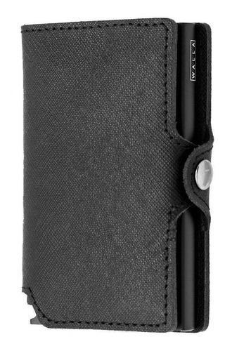 Walla Saffiano billetera color black de cuero 10cm x 6.5cm x 1.5cm