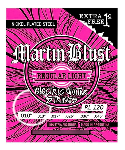 Encordado Guitarra Electica Cuerdas Martin Blust 010 + 1°